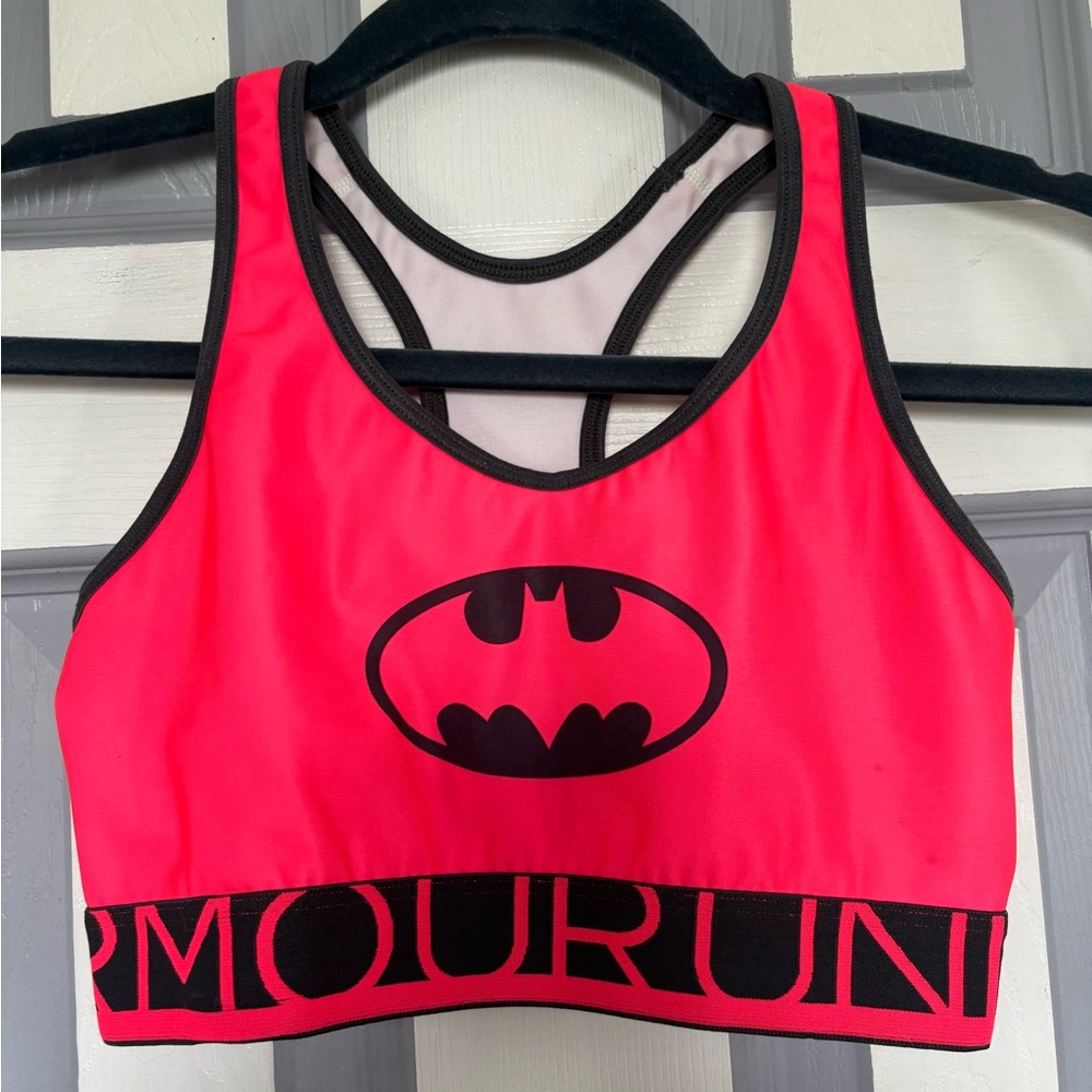 Underarmour DC Comics Pink and Gray Batman Sports Bra